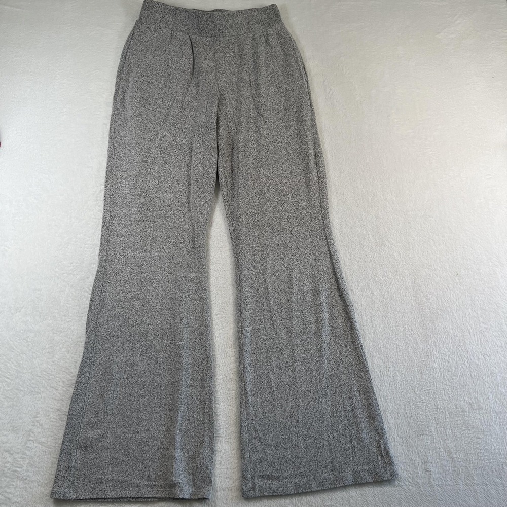 Open Edit Pants Womens Small Gray Knit Wide Leg Lounge Sweatpants Elastic Waist